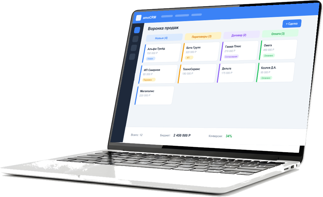 amoCRM на ноутбуке